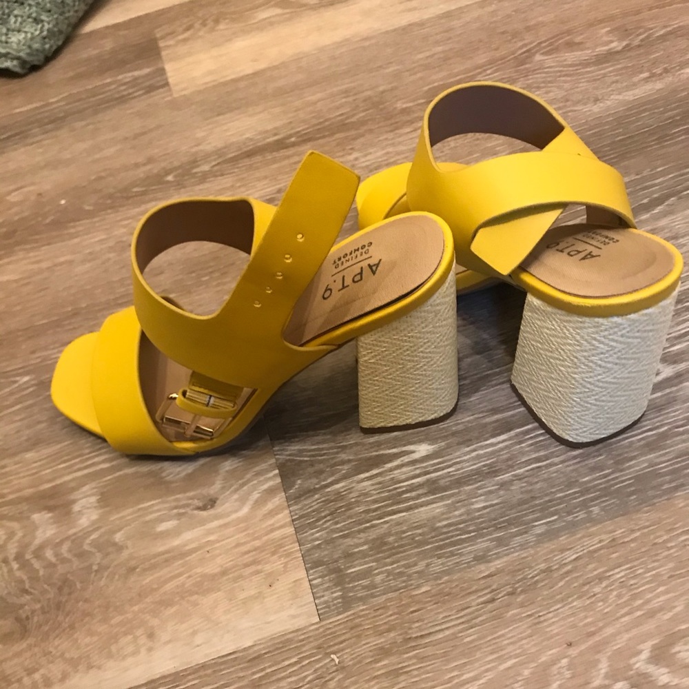 Mustard colored block heels